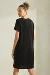 Women’s Black Effortless Chic V-Neck Short Sleeve Corduroy Shift Dress