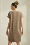 Brown Women’s Effortless Chic V-Neck Short Sleeve Corduroy Shift Dress