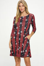 Women's Plaid and Snowflakes Pattern Dress