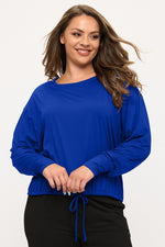 Women’s Relaxed Fit Tie Hem Long Sleeve Top 