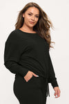 Women’s Relaxed Fit Tie Hem Long Sleeve Top 