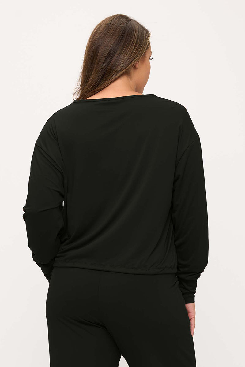 Women’s Relaxed Fit Tie Hem Long Sleeve Top 