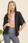 Oversized Short Sleeve Zip Up Hoodie