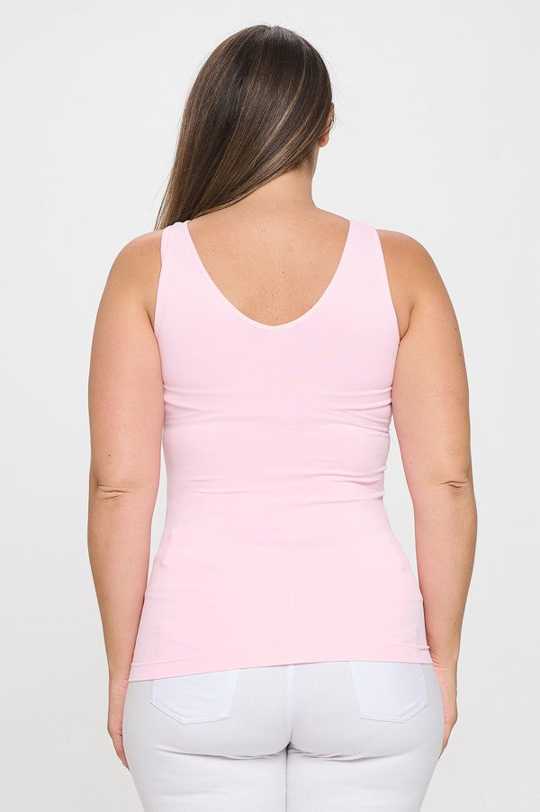 Plus Size Seamless Reversible V or U Tank Top