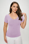 Plus Size Women’s Essential Reversible Seamless Short Sleeve Top