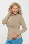 Plus Size Bare Essential Seamless Mock Neck Long Sleeve Top
