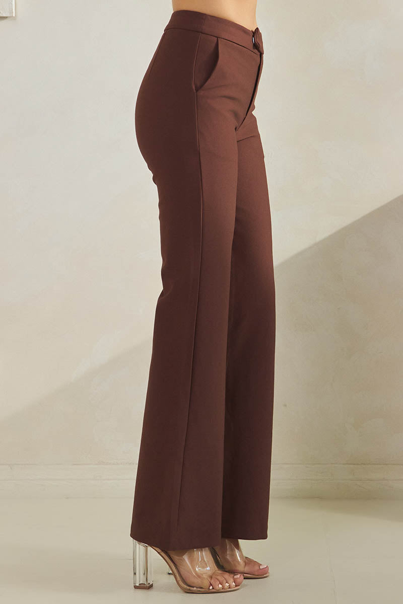 Elite Chic Stretch Ponte Pants w/ Side Slit
