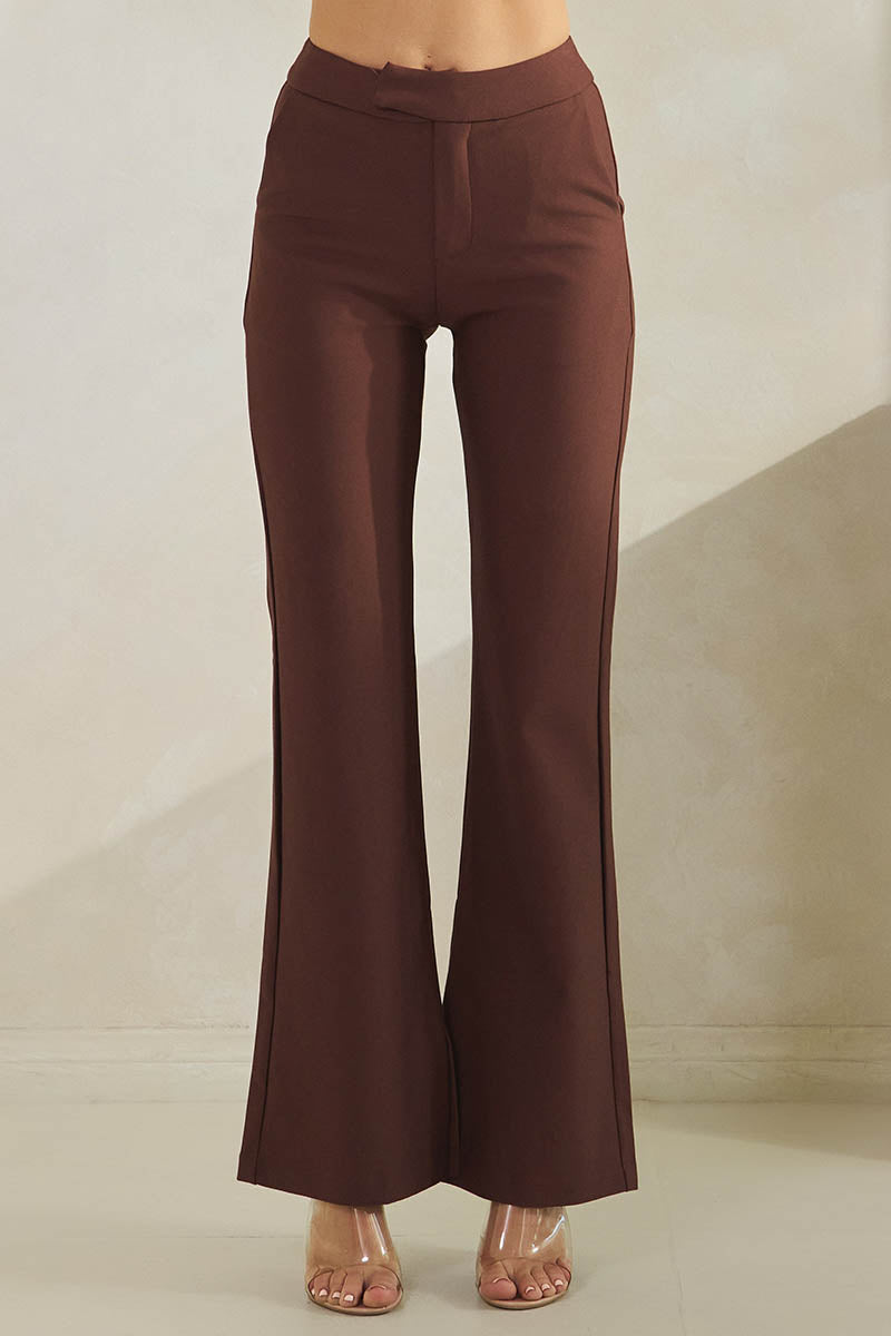 Elite Chic Stretch Ponte Pants w/ Side Slit