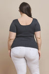 Plus Size Reversible Stonewashed Ribbed Top