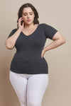 Plus Size Reversible Stonewashed Ribbed Top