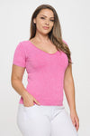 Plus Size Reversible Stonewashed Ribbed Top