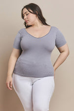 Plus Size Reversible Stonewashed Ribbed Top