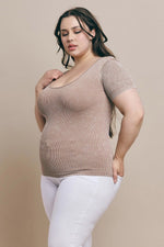 Plus Size Reversible Stonewashed Ribbed Top