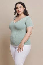 Plus Size Reversible Stonewashed Ribbed Top