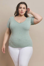 Plus Size Reversible Stonewashed Ribbed Top