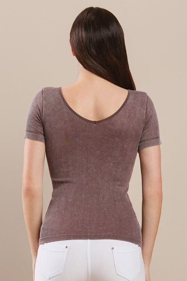 Reversible Stonewashed Ribbed Top