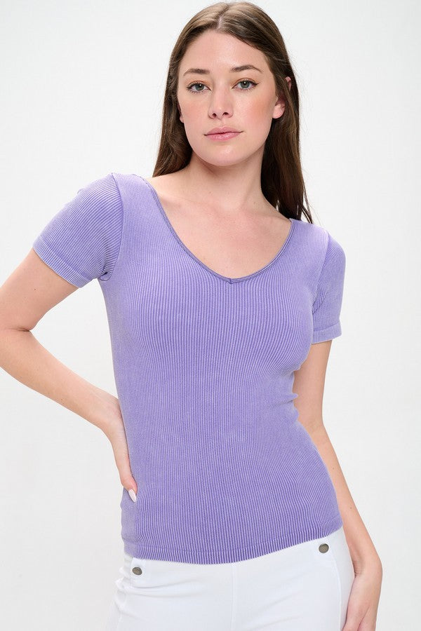 Reversible Stonewashed Ribbed Top