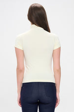 Women's Ivory Short Sleeve Mock Neck Essential Top Shirt, One Size