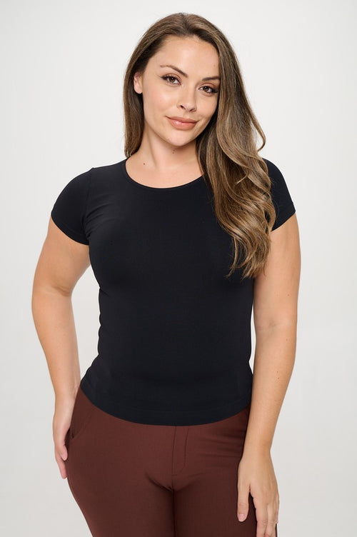 Plus Size Seamless Crew Neck Short Sleeve