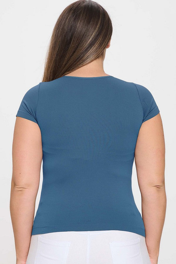 Plus Size Seamless Crew Neck Short Sleeve