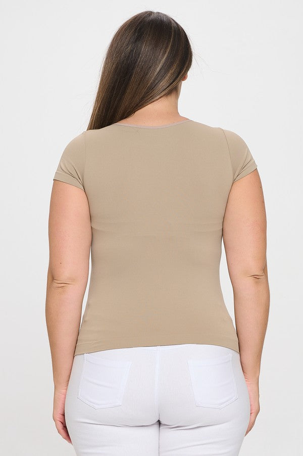 Plus Size Seamless Crew Neck Short Sleeve