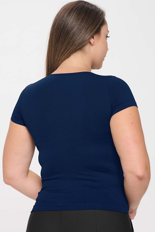 Plus Size Seamless Crew Neck Short Sleeve