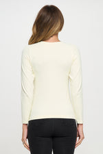 Ivory Women’s Seamless Long Sleeve Round Crew Neck Stretchy Top 