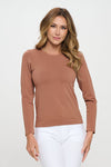 Mocha Women’s Seamless Long Sleeve Round Crew Neck Stretchy Top 
