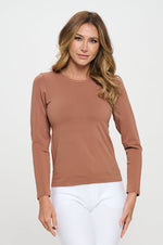 Mocha Women’s Seamless Long Sleeve Round Crew Neck Stretchy Top 