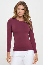 Plum Women’s Seamless Long Sleeve Round Crew Neck Stretchy Top 