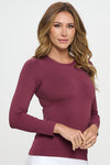 Plum Women’s Seamless Long Sleeve Round Crew Neck Stretchy Top 