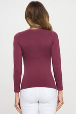 Plum Women’s Seamless Long Sleeve Round Crew Neck Stretchy Top 