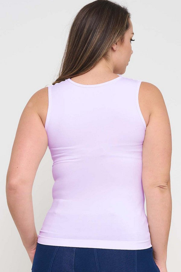 Lavender Women’s Scoop Neck Essential Seamless Sold Tank Top – One Size Plus Size