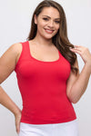 Red Women’s Scoop Neck Essential Seamless Sold Tank Top – One Size Plus Size