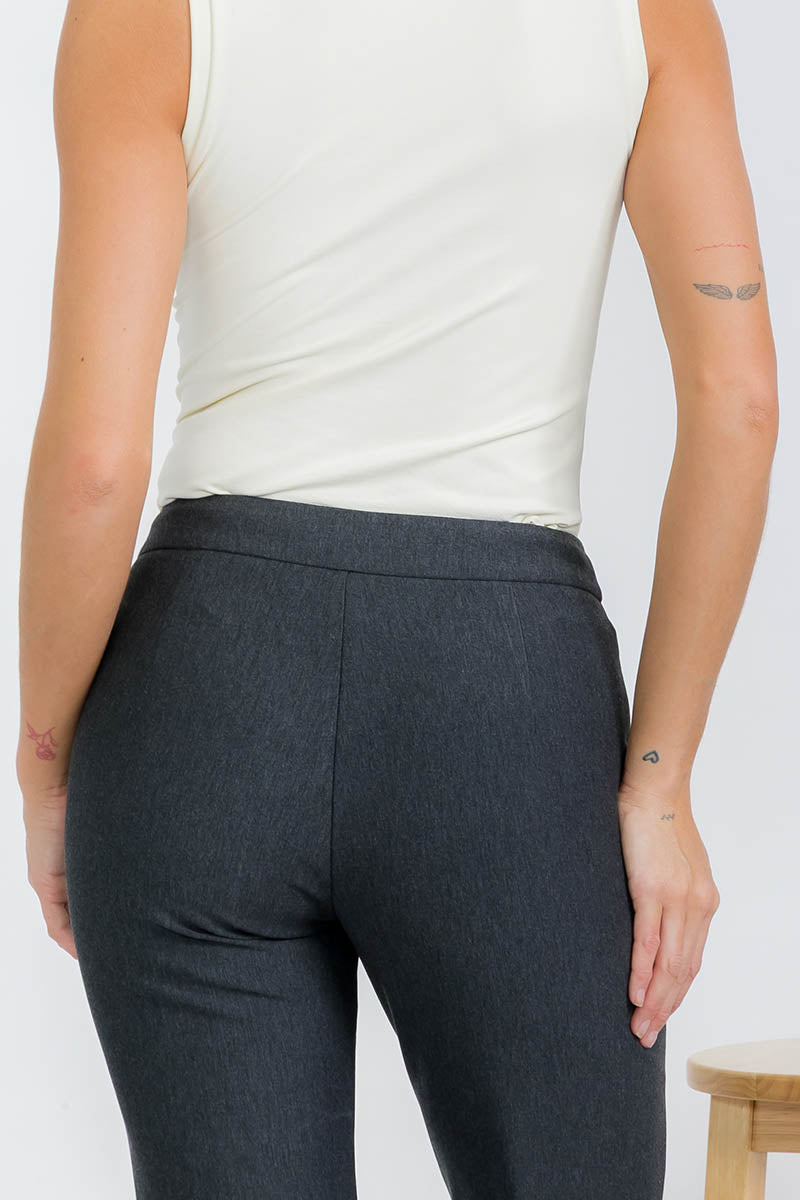 Elite Chic Stretch Ponte Pants w/ Side Slit