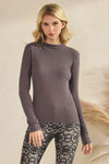 Seamless Soft Modal Mock Neck Long Sleeve Top