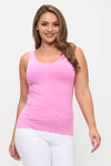 Plus Size Reversible Neckline Seamless Tank w/ Built-in Bra