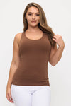 Plus Size Reversible Neckline Seamless Tank w/ Built-in Bra