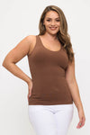 Plus Size Reversible Neckline Seamless Tank w/ Built-in Bra