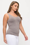 Plus Size Reversible Neckline Seamless Tank w/ Built-in Bra