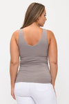 Plus Size Reversible Neckline Seamless Tank w/ Built-in Bra