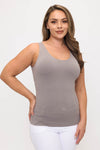 Plus Size Reversible Neckline Seamless Tank w/ Built-in Bra