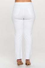 Back View of White Colored Straight Leg Jeggings, Denim Leggings, Elastic Waist Jean Pants for Women