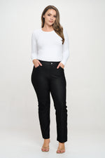 Full Body View of Straight Leg Jeggings, Denim Leggings, Elastic Waist Jean Pants for Women