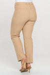 Back Side View of Camel Colored Straight Leg Jeggings, Denim Leggings, Elastic Waist Jean Pants for Women