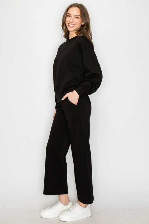 Sweatshirt and Straight Leg Pants Set