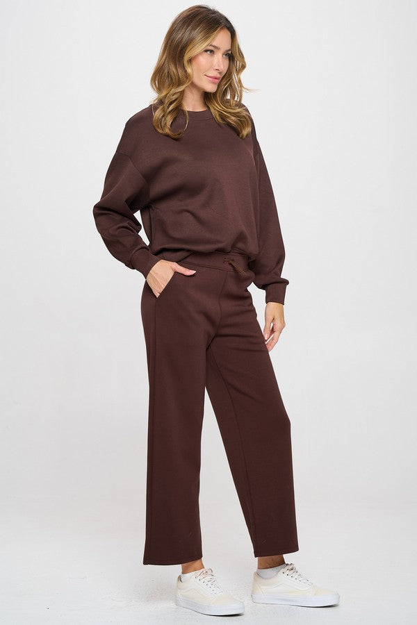 Sweatshirt and Straight Leg Pants Set