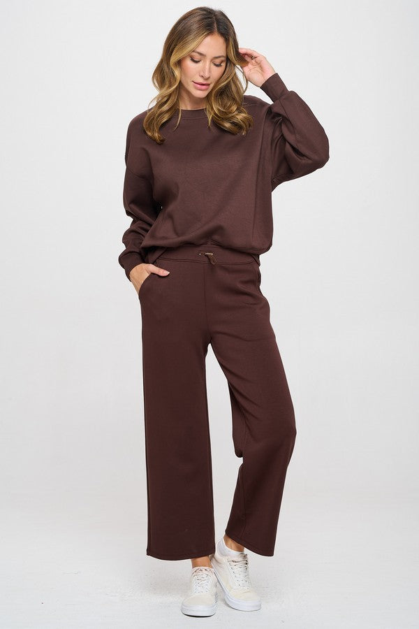 Sweatshirt and Straight Leg Pants Set