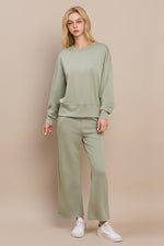 Sweatshirt and Straight Leg Pants Set