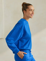 Blue Women’s Ultra Soft Scuba Crew Neck Long Sleeve Sweater Top